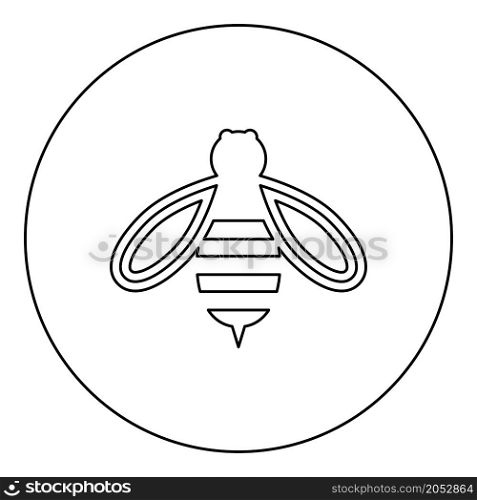 Bee honey icon in circle round black color vector illustration image outline contour line thin style simple. Bee honey icon in circle round black color vector illustration image outline contour line thin style