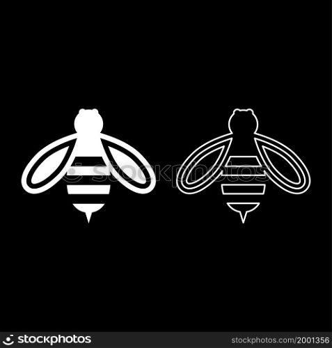 Bee honey icon white color vector illustration flat style simple image set. Bee honey icon white color vector illustration flat style image set