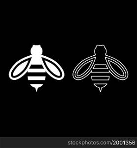 Bee honey icon white color vector illustration flat style simple image set. Bee honey icon white color vector illustration flat style image set