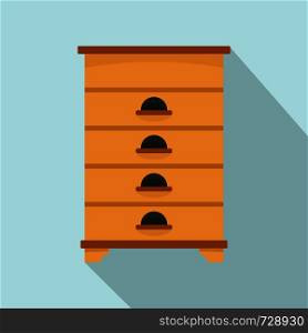 Bee house icon. Flat illustration of bee house vector icon for web design. Bee house icon, flat style