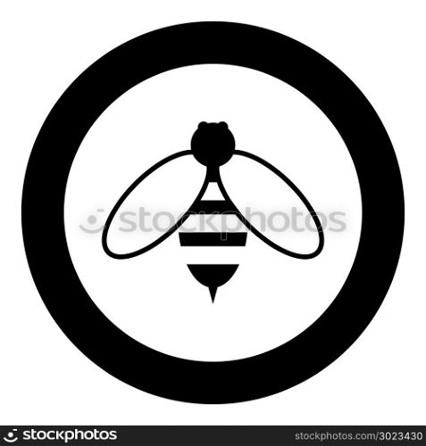 Bee icon black color in circle or round vector illustration
