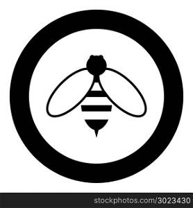 Bee icon black color in circle or round vector illustration