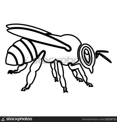 Bee icon black color vector illustration flat style outline