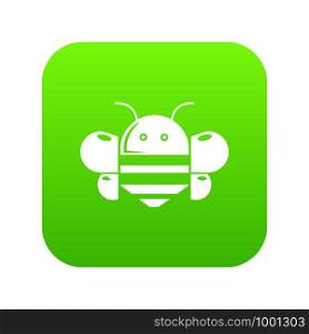 Bee icon green vector isolated on white background. Bee icon green vector