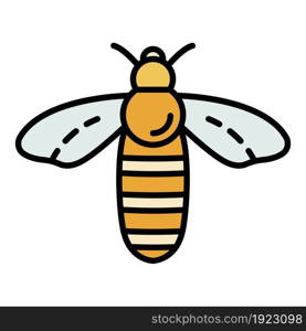 Bee icon. Outline bee vector icon color flat isolated on white. Bee icon color outline vector