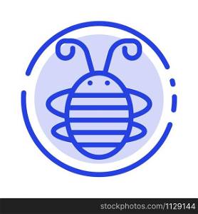 Bee Insect, Beetle, Bug, Ladybird, Ladybug Blue Dotted Line Line Icon
