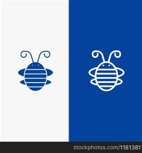 Bee Insect, Beetle, Bug, Ladybird, Ladybug Line and Glyph Solid icon Blue banner Line and Glyph Solid icon Blue banner