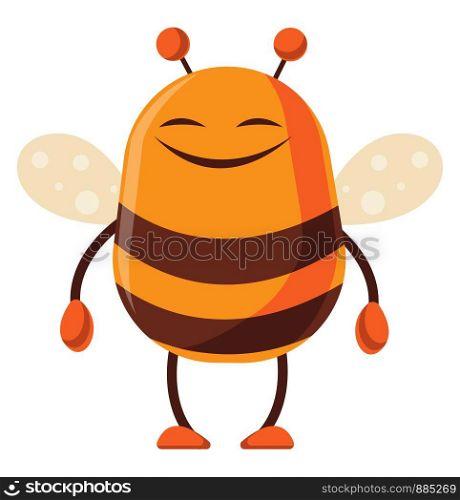 Bee is satisfied, illustration, vector on white background.