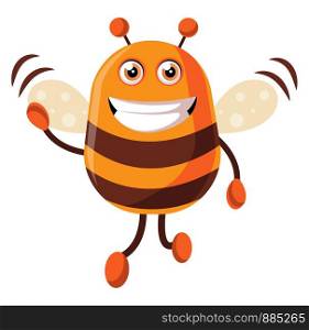 Bee is waving, illustration, vector on white background.