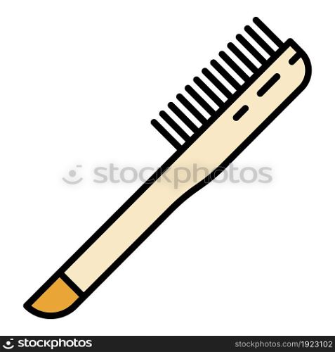 Bee keeper brush icon. Outline bee keeper brush vector icon color flat isolated on white. Bee keeper brush icon color outline vector