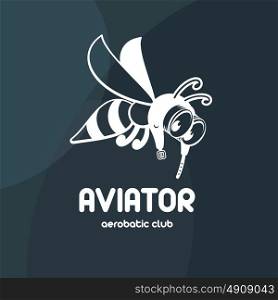 Bee. Logo aerobatic club or apiary. Vector illustration.
