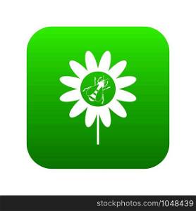 Bee on flower icon digital green for any design isolated on white vector illustration. Bee on flower icon digital green