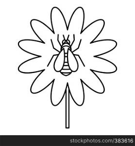 Bee on flower icon. Outline illustration of bee on flower vector icon for web. Bee on flower icon, outline style