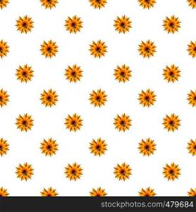 Bee on flower pattern seamless repeat in cartoon style vector illustration. Bee on flower pattern