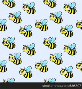 Bee pattern, illustration, vector on white background.