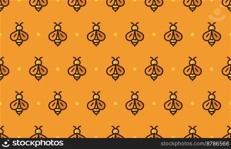 Bee pattern with cartoon bee characters. Seamless bee background. Summer and spring seamless pattern with flat style bee characters. Vector illustration
