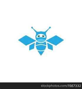 Bee robot logo vector icon illustration design