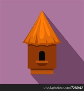 Bee tree house icon. Flat illustration of bee tree house vector icon for web design. Bee tree house icon, flat style