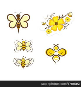 Bee vector icon illustration design template