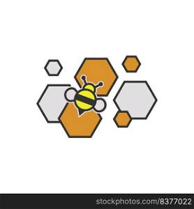 Bee vector icon insect honey illustration symbol. Wing animal summer sign and fly cartoon yellow cute bumblebee. Farm worker bug and isolated white. Silhouette sweet character and funny bumble