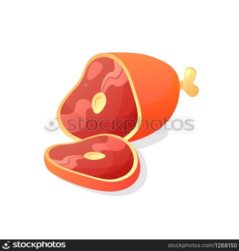 Beef butcher meat vector isolated, bbq food in cartoom trendy style illustration