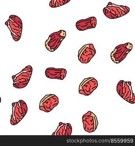 Beef Meat Nutrition Production Vector Seamless Pattern Thin Line Illustration. Beef Meat Nutrition Production vector seamless pattern