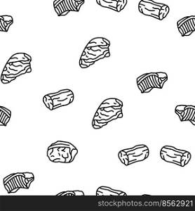 Beef Meat Nutrition Production Vector Seamless Pattern Thin Line Illustration. Beef Meat Nutrition Production vector seamless pattern