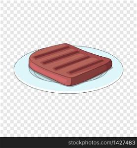 Beef steak on a plate icon. Cartoon illustration of beef steak on a plate vector icon for web. Beef steak on a plate icon, cartoon style