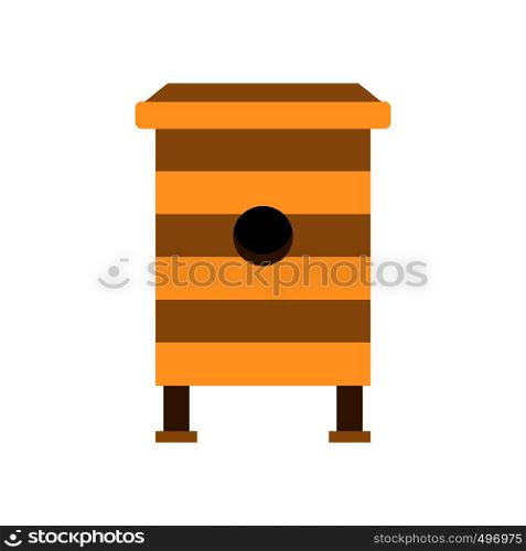 Beehive flat icon. Beehive with honey bees isolated on white background. Beehive flat icon