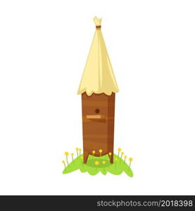 Beehive in cartoon style isolated on white background.