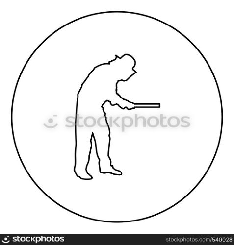 Beekeeper holding honeycomb plank Apiarist icon in circle round outline black color vector illustration flat style simple image