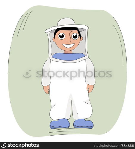 Beekeeper in a suit, illustration, vector on white background.