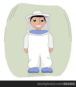 Beekeeper in a suit, illustration, vector on white background.