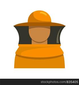 Beekeeper man icon. Flat illustration of beekeeper man vector icon for web isolated on white. Beekeeper man icon, flat style
