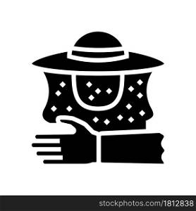 beekeeping clothing glyph icon vector. beekeeping clothing sign. isolated contour symbol black illustration. beekeeping clothing glyph icon vector illustration