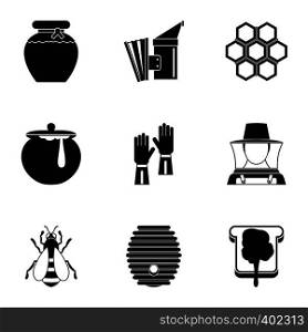 Beekeeping farm icons set. Simple illustration of 9 beekeeping farm vector icons for web. Beekeeping farm icons set, simple style