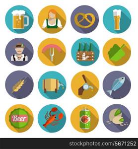 Beer alcohol drink Oktoberfest festival icons flat set isolated vector illustration