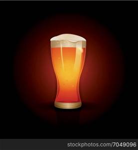 Beer Background Design. Illustration of a mouth watering beer glass on design red color gradient background