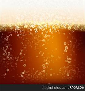 Beer Background Texture With Foam And Vubbles. Macro Of Frefreshing Beer. Vector Illustration. Beer Background Texture With Foam And Vubbles. Macro Of Frefreshing Beer.