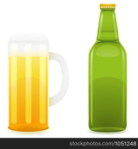 beer bottle and glass vector illustration isolated on white background