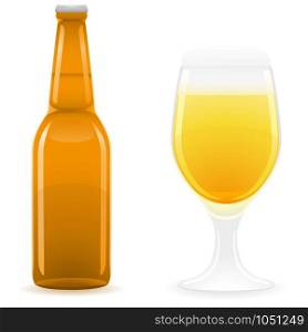beer bottle and glass vector illustration isolated on white background