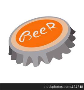 Beer bottle cap cartoon icon on a white background. Beer bottle cap cartoon icon