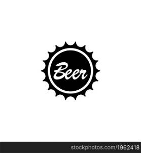 Beer Bottle Cap. Flat Vector Icon. Simple black symbol on white background. Beer Bottle Cap Flat Vector Icon