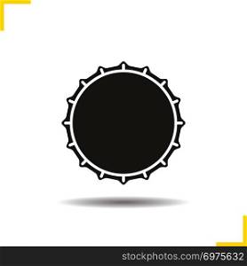 Beer bottle cap icon. Drop shadow silhouette symbol. Negative space. Vector isolated illustration. Beer bottle cap icon