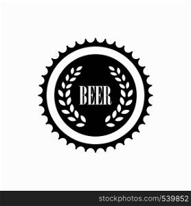 Beer bottle cap icon in simple style on a white background. Beer bottle cap icon, simple style