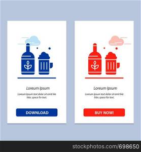 Beer, Bottle, Cup, Ireland Blue and Red Download and Buy Now web Widget Card Template