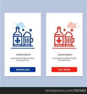 Beer, Bottle, Cup, Ireland Blue and Red Download and Buy Now web Widget Card Template