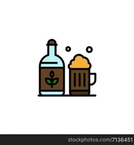 Beer, Bottle, Cup, Ireland Business Logo Template. Flat Color