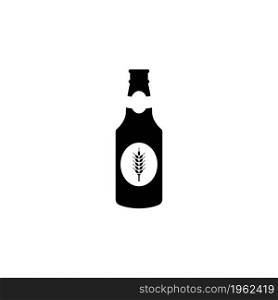 Beer Bottle. Flat Vector Icon. Simple black symbol on white background. Beer Bottle Flat Vector Icon