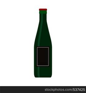 Beer bottle green vector symbol glass. Food alcohol flat icon front view